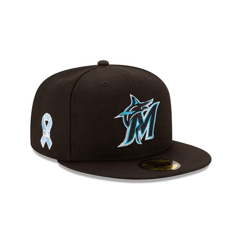 MLB Miami Marlins Father's Day 59Fifty Fitted (LOL3612) - Black New Era Caps